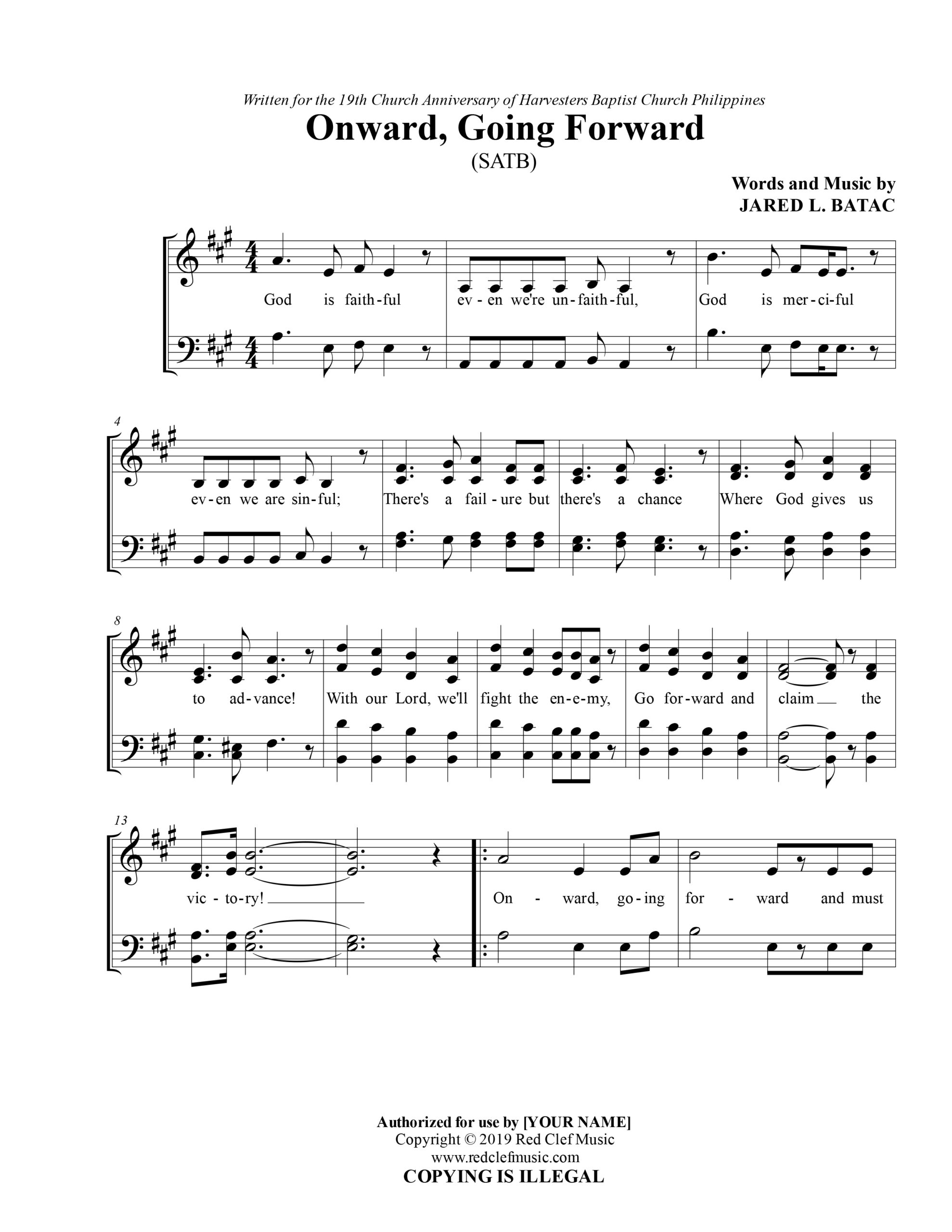 Onward, Going Forward SATB