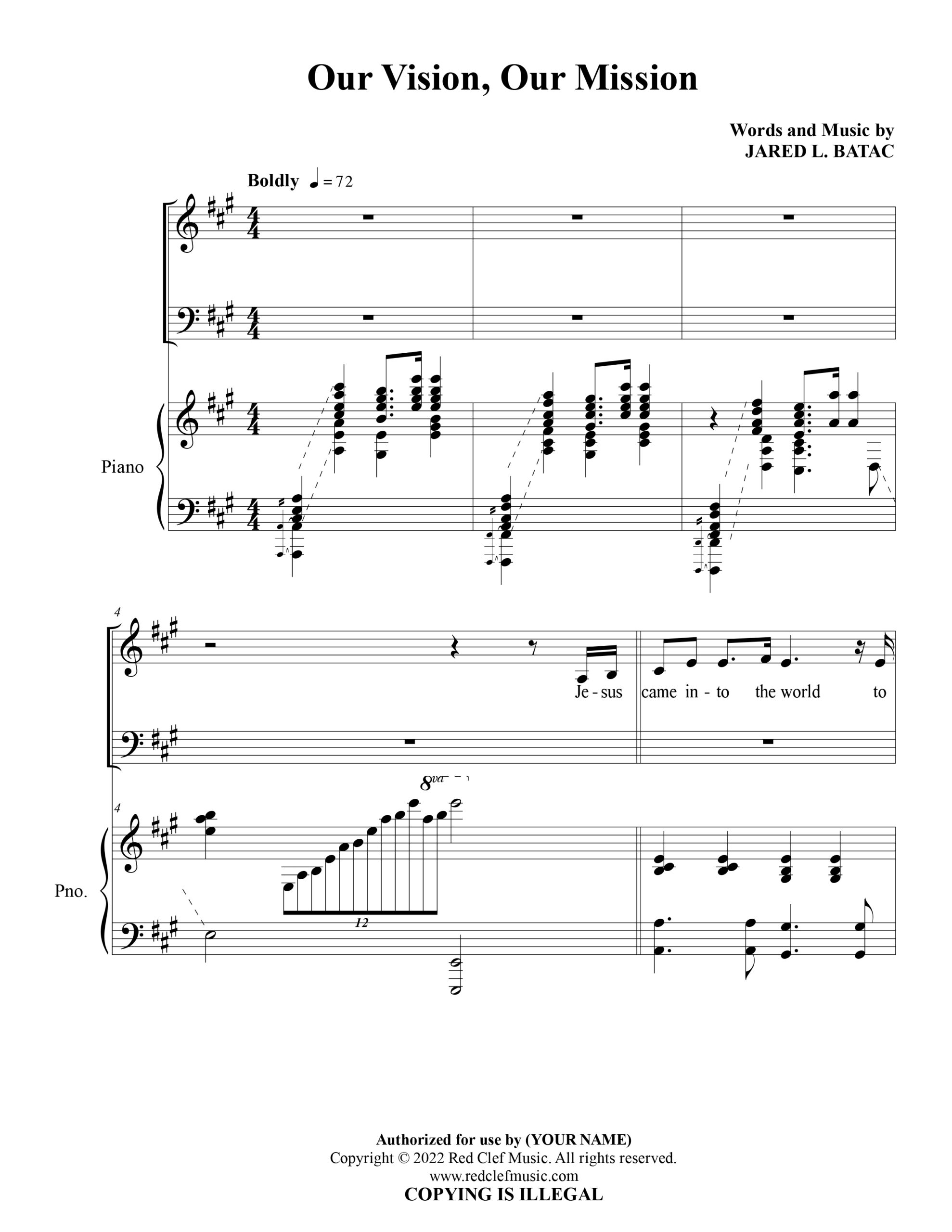 Our Vision, Our Mission SATB in A Major